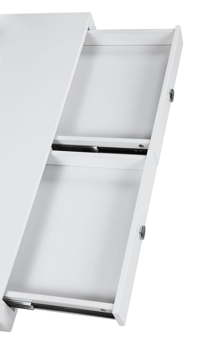 Gemma 2-drawer Writing Desk Glossy White and Chrome - Orbit Furniture (Richmond,BC)