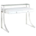 Gemma 2-drawer Writing Desk Glossy White and Chrome - Orbit Furniture (Richmond,BC)