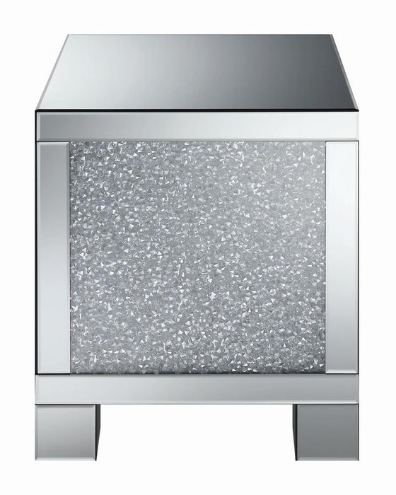 Gillian Square End Table Silver and Clear Mirror - Orbit Furniture (Richmond,BC)