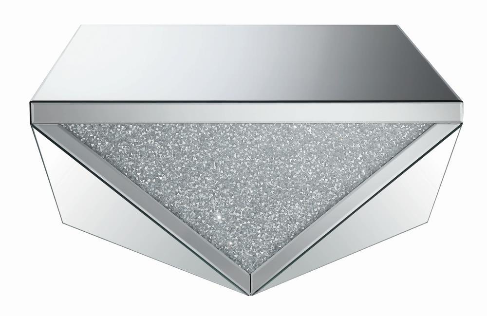 Amore Square Coffee Table with Triangle Detailing Silver and Clear Mirror - Orbit Furniture (Richmond,BC)