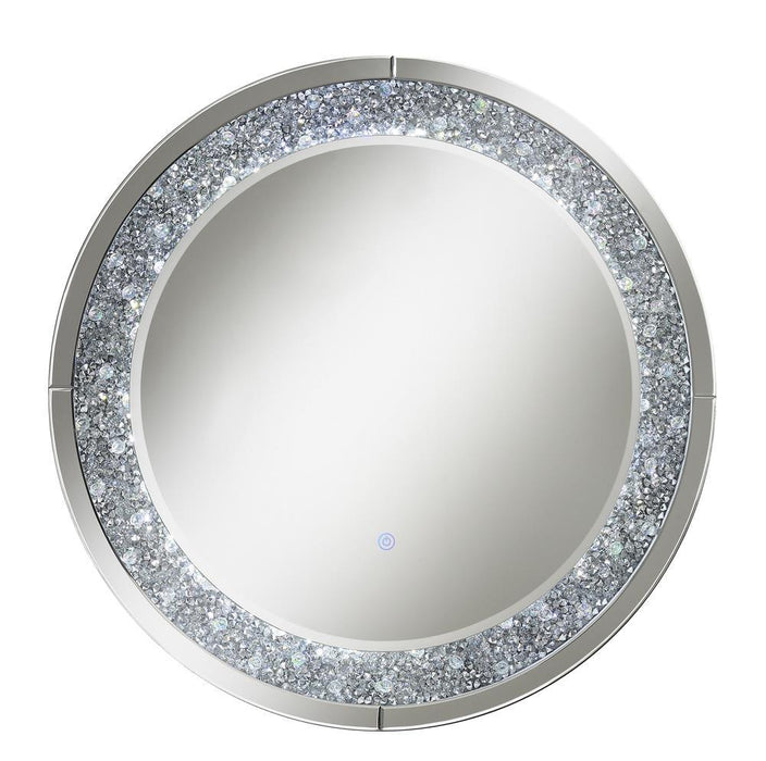 Lixue Round Wall Mirror with LED Lighting Silver - Orbit Furniture (Richmond,BC)