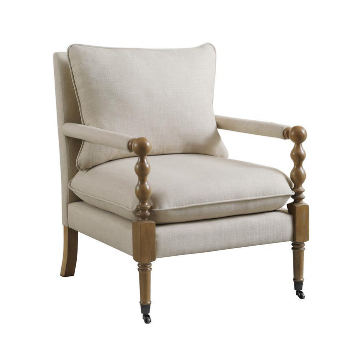 Dempsy Upholstered Accent Chair with Casters Beige - Orbit Furniture (Richmond,BC)