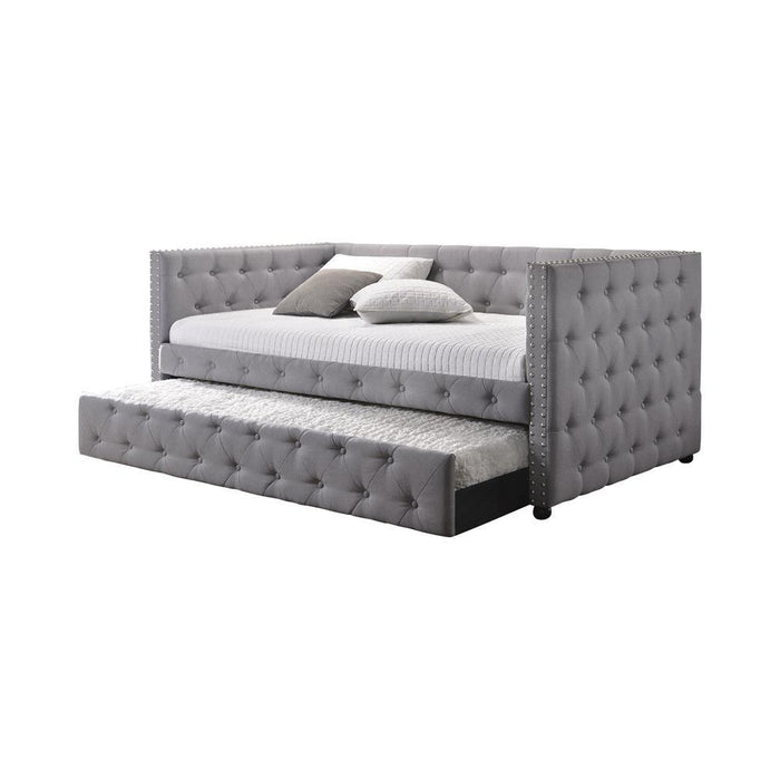 Mockern Tufted Upholstered Daybed with Trundle Grey - Orbit Furniture (Richmond,BC)