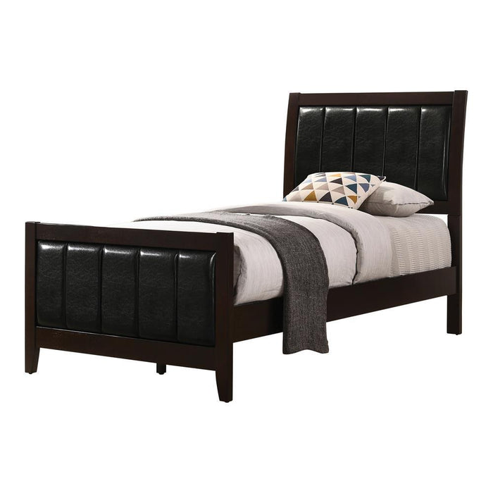 Carlton Full & Twin Upholstered Panel Bed Cappuccino and Black - Orbit Furniture (Richmond,BC)