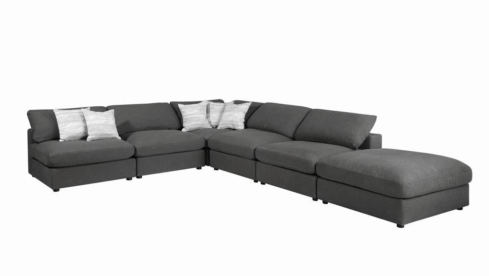 Serene Upholstered Rectangular Ottoman Charcoal - Orbit Furniture (Richmond,BC)