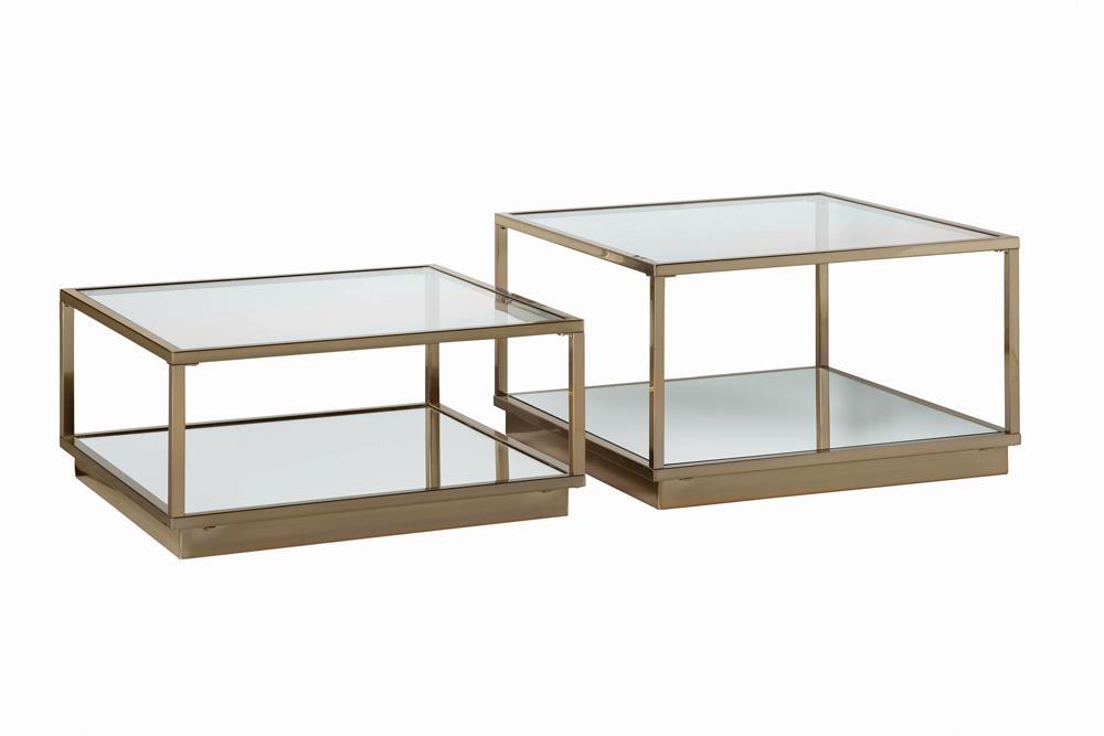 Renee 2-piece Square Occasional Set Rose Brass - Orbit Furniture (Richmond,BC)
