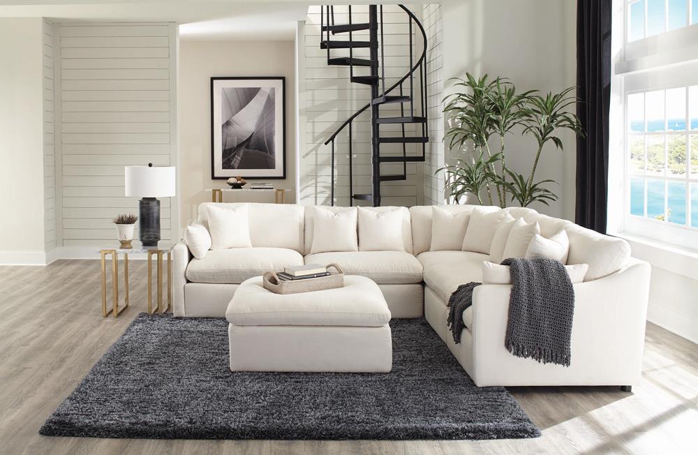 Hobson Cushion Seat Ottoman Off-White - Orbit Furniture (Richmond,BC)