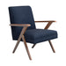 Cheryl Wooden Arms Accent Chair Dark Blue and Walnut - Orbit Furniture (Richmond,BC)