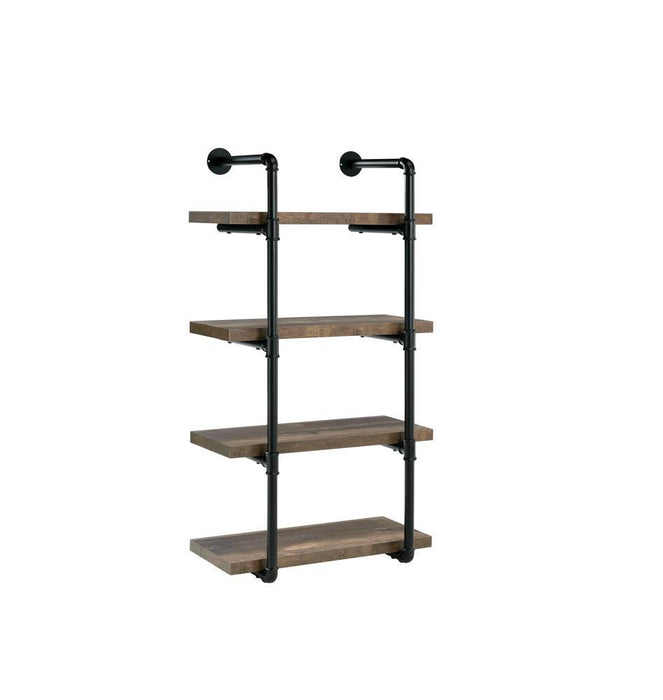 Elmcrest 24-inch Wall Shelf Black and Rustic Oak - Orbit Furniture (Richmond,BC)