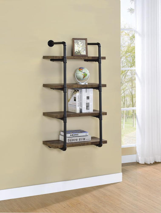 Elmcrest 24-inch Wall Shelf Black and Rustic Oak - Orbit Furniture (Richmond,BC)