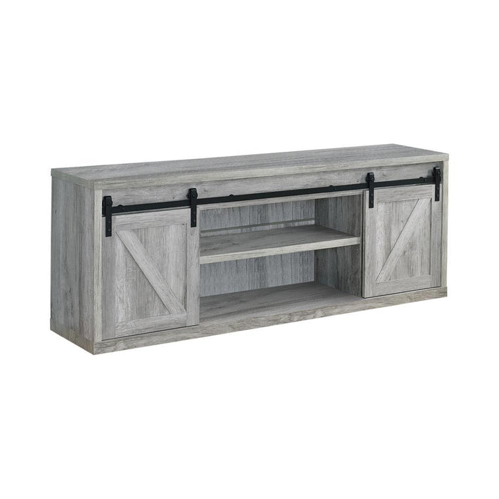 Brockton 71-inch 3-shelf Sliding Doors TV Console Grey Driftwood - Orbit Furniture (Richmond,BC)