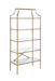 Serena 5-tier Tempered Glass Shelves Bookcase Matte Gold - Orbit Furniture (Richmond,BC)