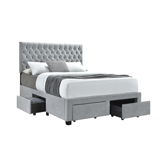 Soledad Eastern King, Full, & Queen 4-drawer Button Tufted Storage Bed Black & White - Orbit Furniture (Richmond,BC)