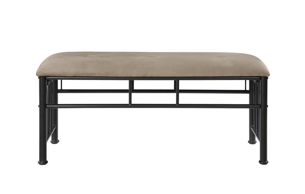 Livingston Upholstered Bench Brown and Dark Bronze - Orbit Furniture (Richmond,BC)