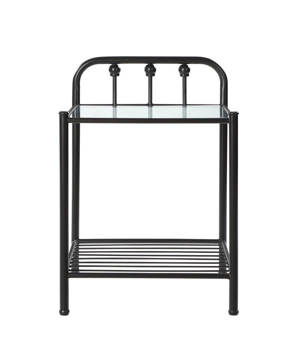 Livingston 1-shelf Nightstand with Glass Top Dark Bronze - Orbit Furniture (Richmond,BC)