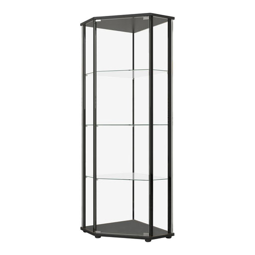 Zenobia Glass Shelf Curio Cabinet Clear and Black - Orbit Furniture (Richmond,BC)