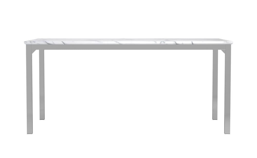 Athena Rectangle Dining Table with Marble Top Chrome - Orbit Furniture (Richmond,BC)