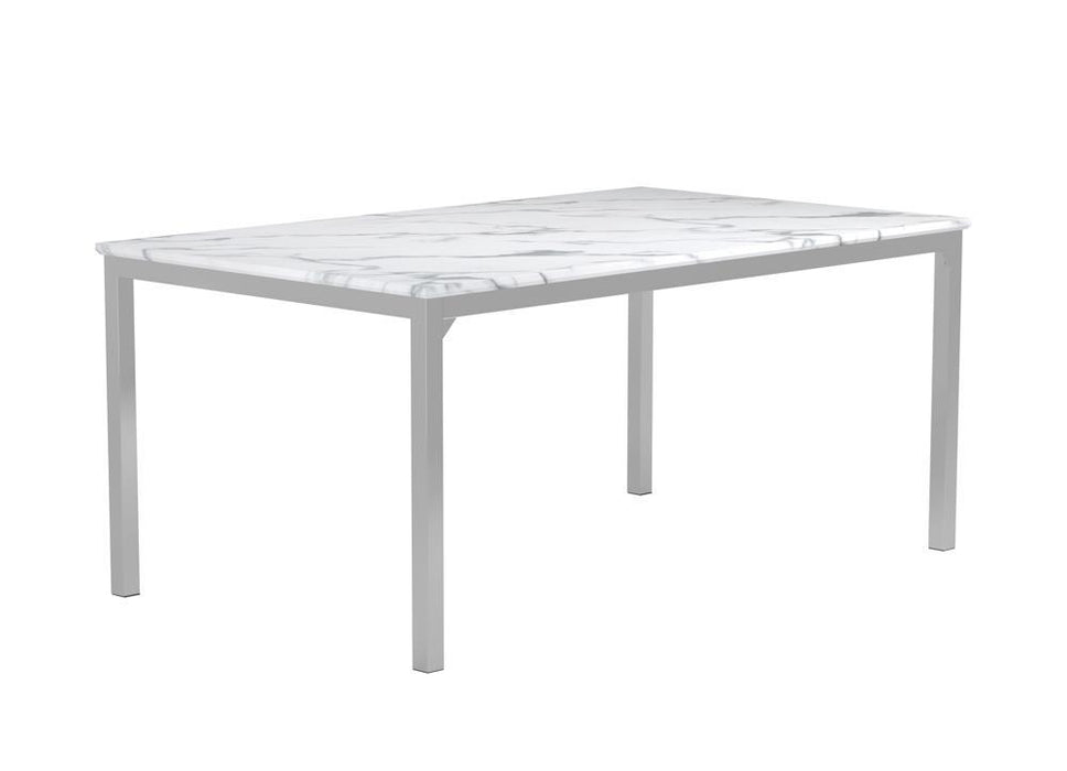 Athena Rectangle Dining Table with Marble Top Chrome - Orbit Furniture (Richmond,BC)