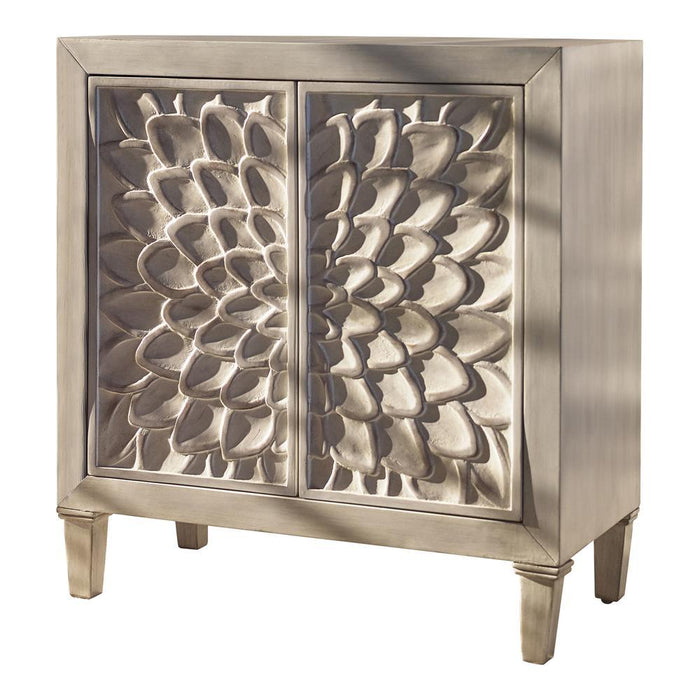 Clarkia Accent Cabinet with Floral Carved Door White - Orbit Furniture (Richmond,BC)