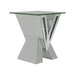 Taffeta V-shaped End Table with Glass Top Silver - Orbit Furniture (Richmond,BC)
