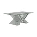 Taffeta V-shaped Coffee Table with Glass Top Silver - Orbit Furniture (Richmond,BC)