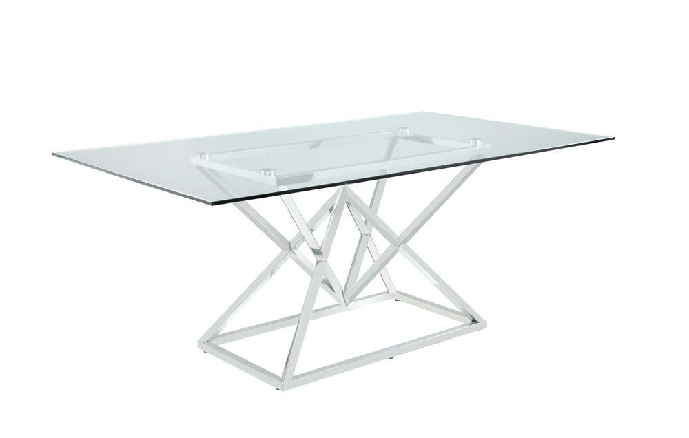 Beaufort Rectangle Glass Top Dining Table Chrome - Orbit Furniture (Richmond,BC)