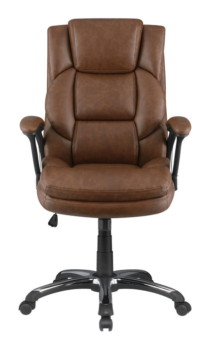 Nerris Adjustable Height Office Chair with Padded Arm Brown and Black - Orbit Furniture (Richmond,BC)
