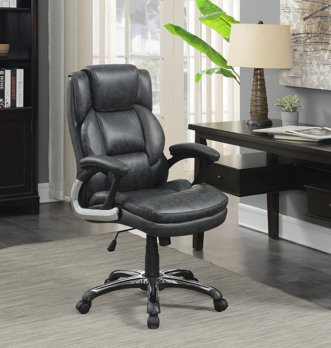 Nerris Adjustable Height Office Chair with Padded Arm Grey and Black - Orbit Furniture (Richmond,BC)