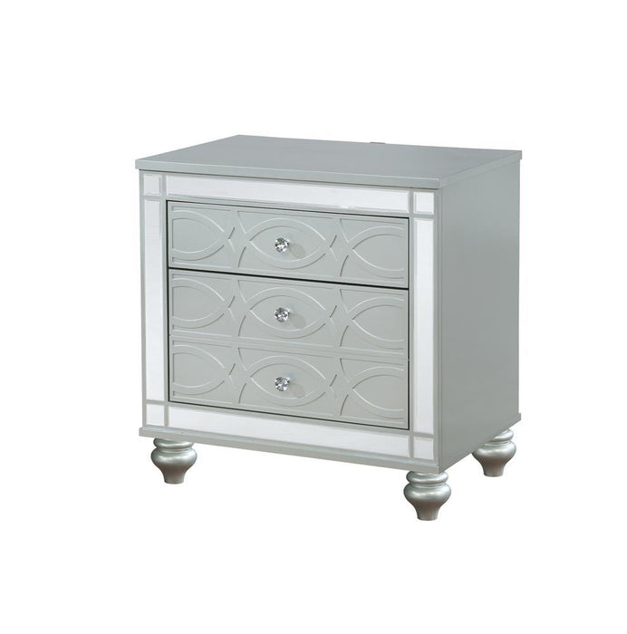 Gunnison 2-drawer Nightstand Silver Metallic - Orbit Furniture (Richmond,BC)