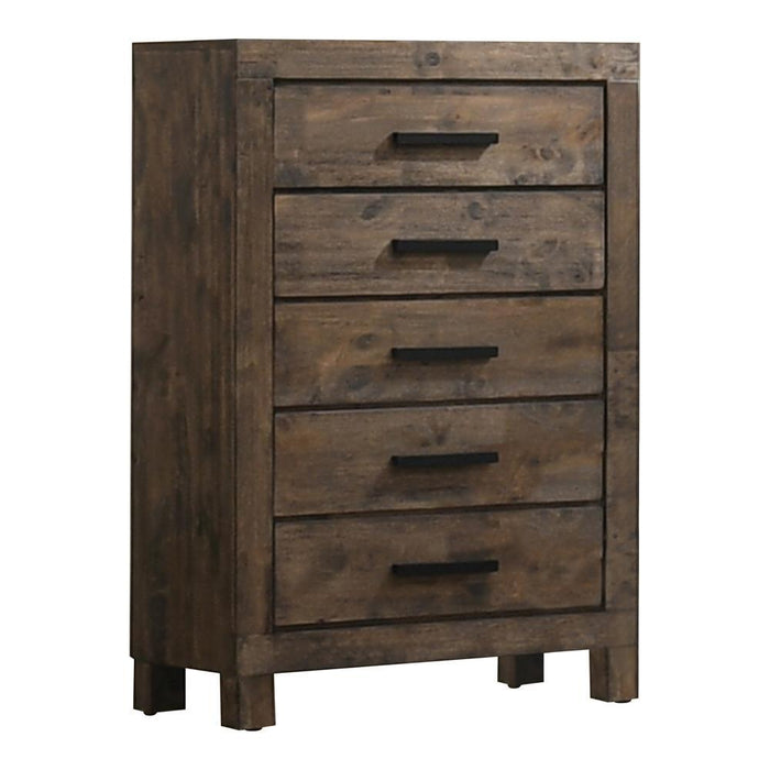 Woodmont 5-drawer Chest Rustic Golden Brown - Orbit Furniture (Richmond,BC)