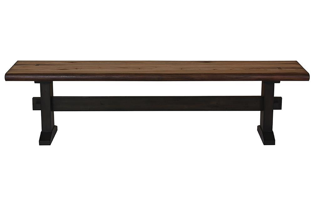 Bexley Trestle Bench Natural Honey and Espresso - Orbit Furniture (Richmond,BC)