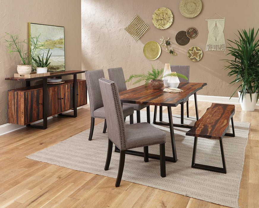 Ditman Live Edge Dining Bench Grey Sheesham and Black - Orbit Furniture (Richmond,BC)