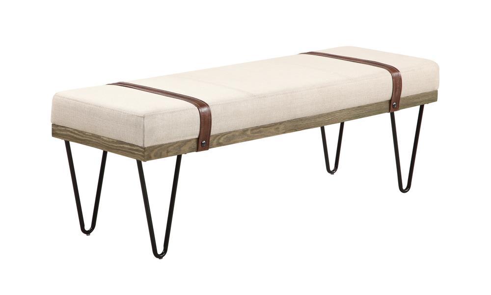 Austin Upholstered Bench Beige and Black - Orbit Furniture (Richmond,BC)
