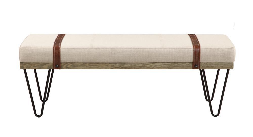 Austin Upholstered Bench Beige and Black - Orbit Furniture (Richmond,BC)