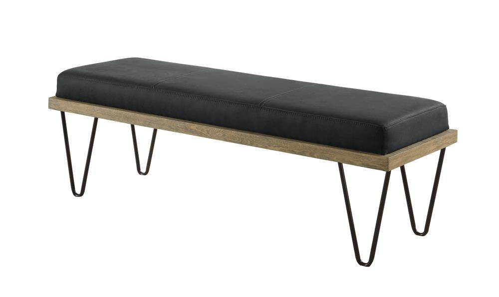 Chad Upholstered Bench with Hairpin Legs Dark Blue - Orbit Furniture (Richmond,BC)