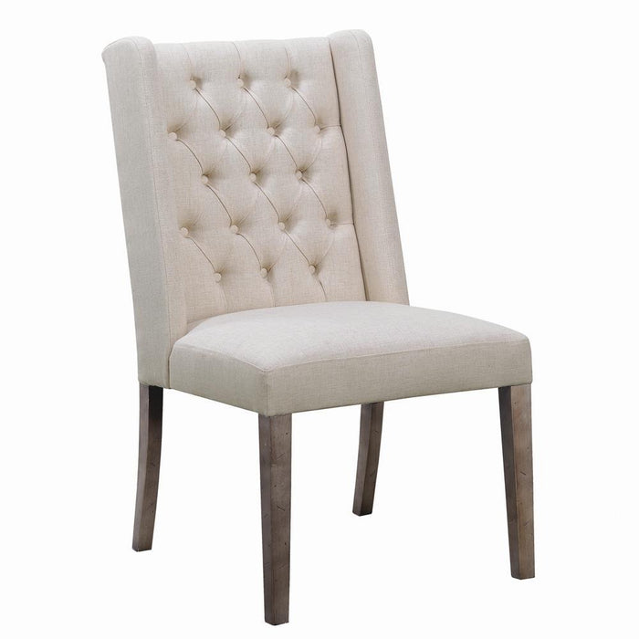 Bexley Tufted Side Chairs Dark Brown and Beige (Set of 2) - Orbit Furniture (Richmond,BC)