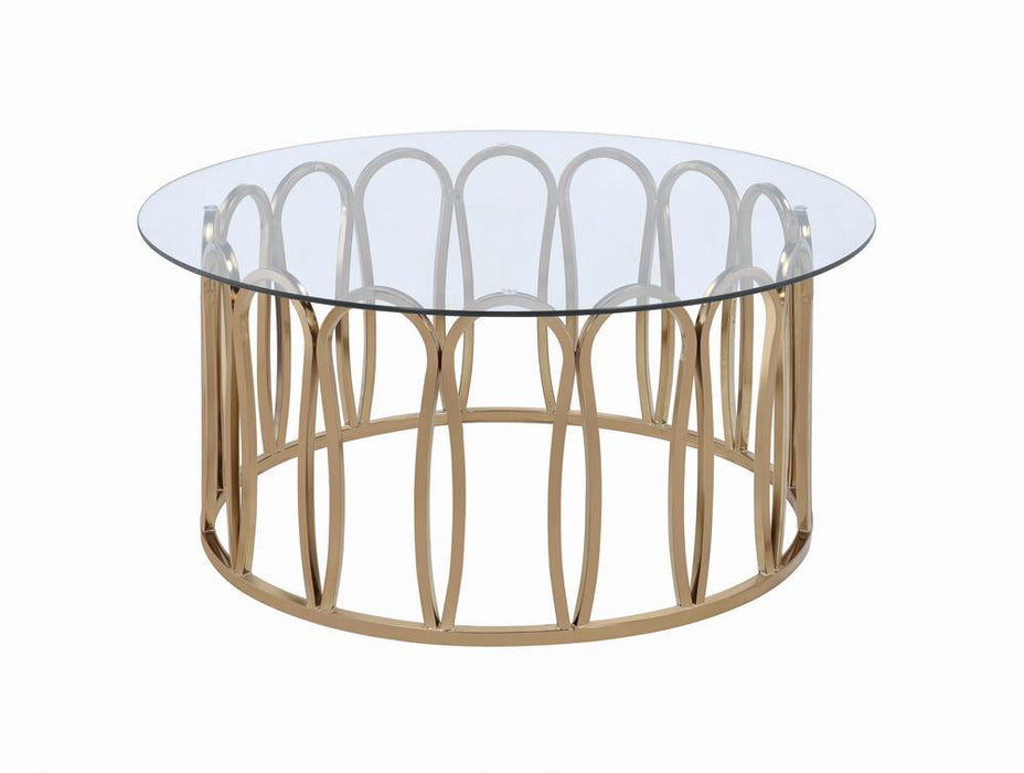 Monett Round Coffee Table Chocolate Chrome and Clear - Orbit Furniture (Richmond,BC)