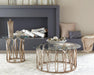 Monett Round End Table Chocolate Chrome and Clear - Orbit Furniture (Richmond,BC)
