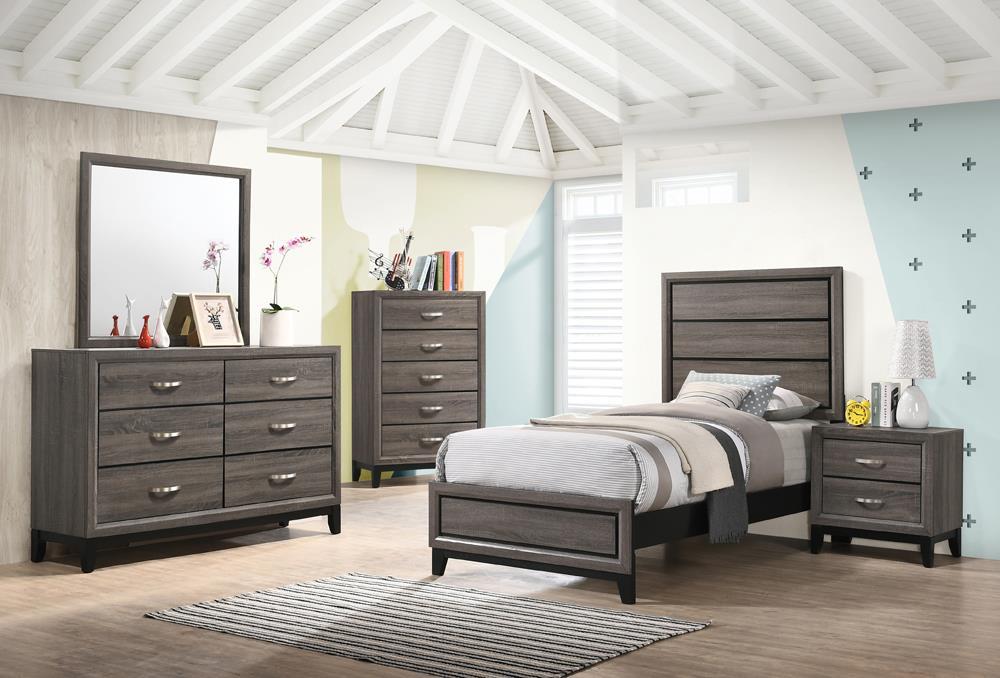 Watson Full & Twin Panel Bed Grey Oak - Orbit Furniture (Richmond,BC)