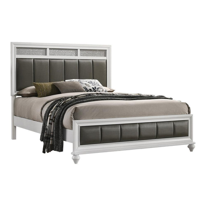 Barzini California King, E.King, & Queen Upholstered Panel Bed White - Orbit Furniture (Richmond,BC)