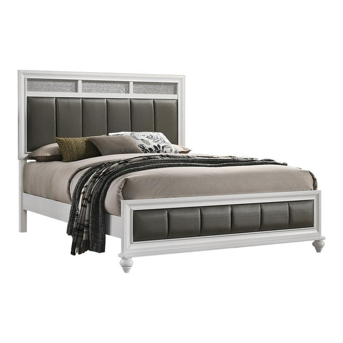 Barzini California King, E.King, & Queen Upholstered Panel Bed White - Orbit Furniture (Richmond,BC)