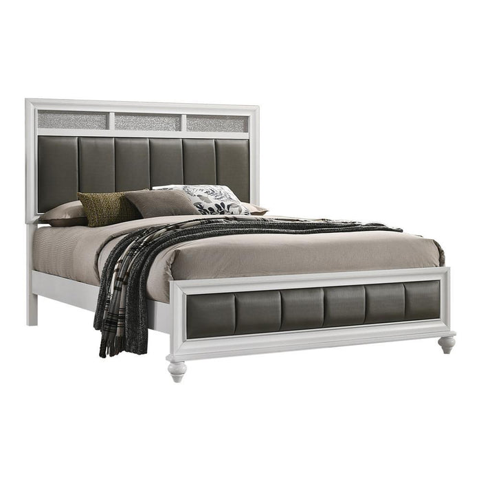 Barzini California King, E.King, & Queen Upholstered Panel Bed White - Orbit Furniture (Richmond,BC)