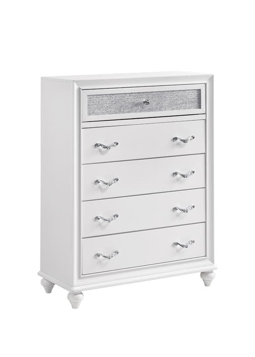 Barzini 5-drawer Chest White - Orbit Furniture (Richmond,BC)
