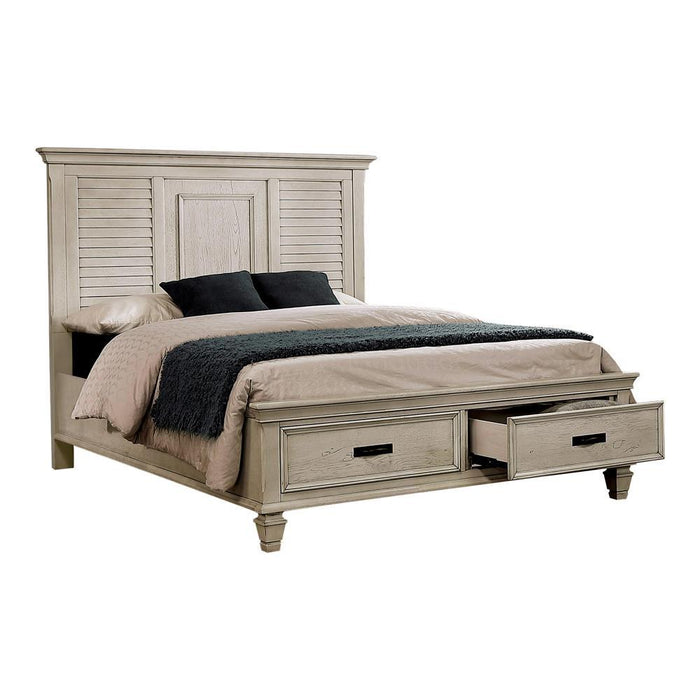 Franco Eastern King & Queen Storage Bed Antique White - Orbit Furniture (Richmond,BC)