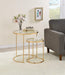 Maylin 2-piece Round Glass Top Nesting Tables Gold - Orbit Furniture (Richmond,BC)