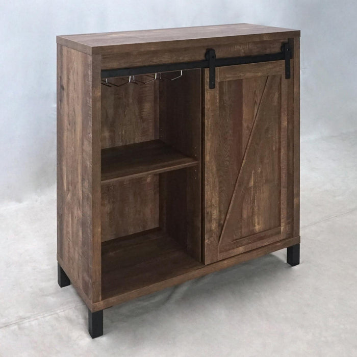 Arlington Bar Cabinet with Sliding Door Rustic Oak - Orbit Furniture (Richmond,BC)
