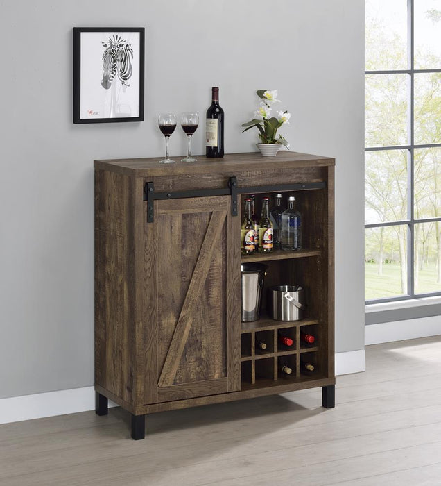 Arlington Bar Cabinet with Sliding Door Rustic Oak - Orbit Furniture (Richmond,BC)