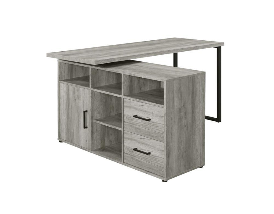 Hertford L-shape Office Desk with Storage Grey Driftwood - Orbit Furniture (Richmond,BC)
