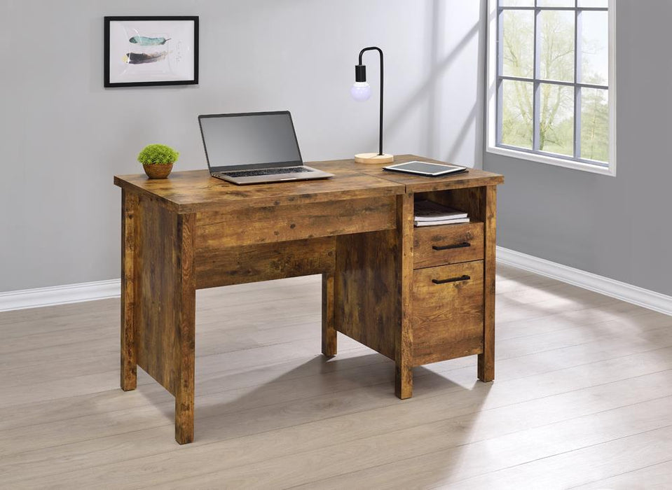 Delwin Lift Top Office Desk with File Cabinet Antique Nutmeg - Orbit Furniture (Richmond,BC)