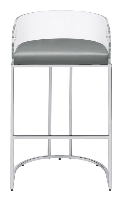 Thermosolis Acrylic Back Bar Stools Grey and Chrome (Set of 2) - Orbit Furniture (Richmond,BC)